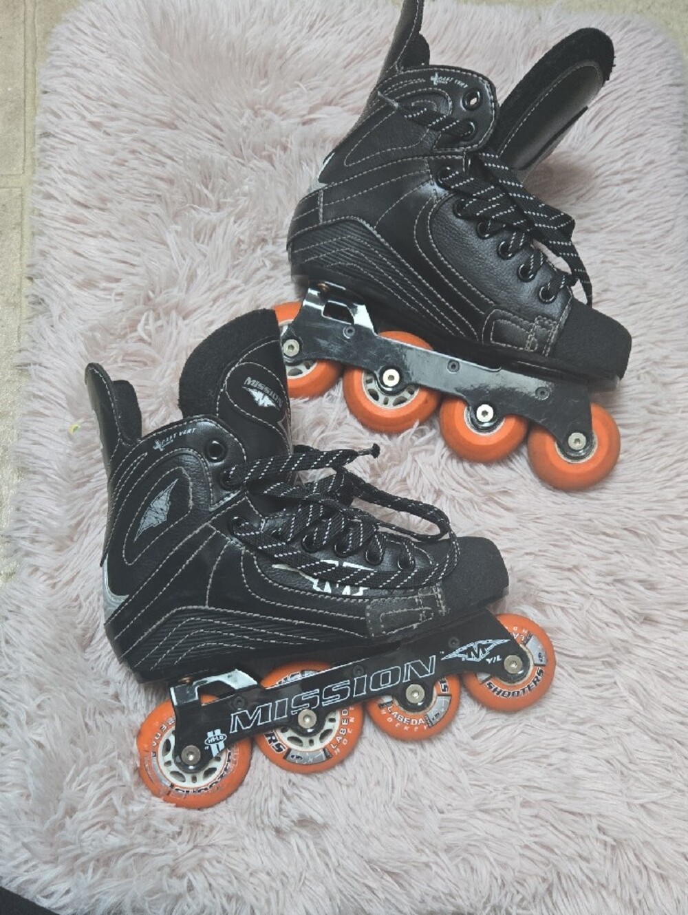 Mission Size 3 Childreb Black Inline Skates with Orange Wheels